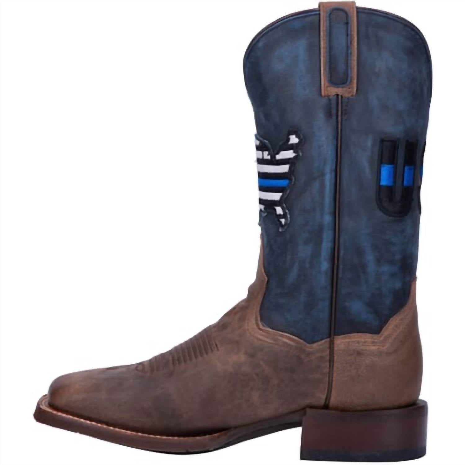 DAN POST. Men's Thin Line Western Boots in navy brown - men's boots - detail view