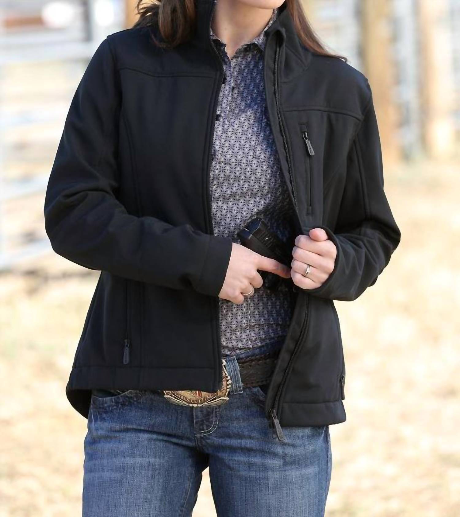 CINCH Women's Conceal Carry Softshell Bonded Jacket in black - women's jacket