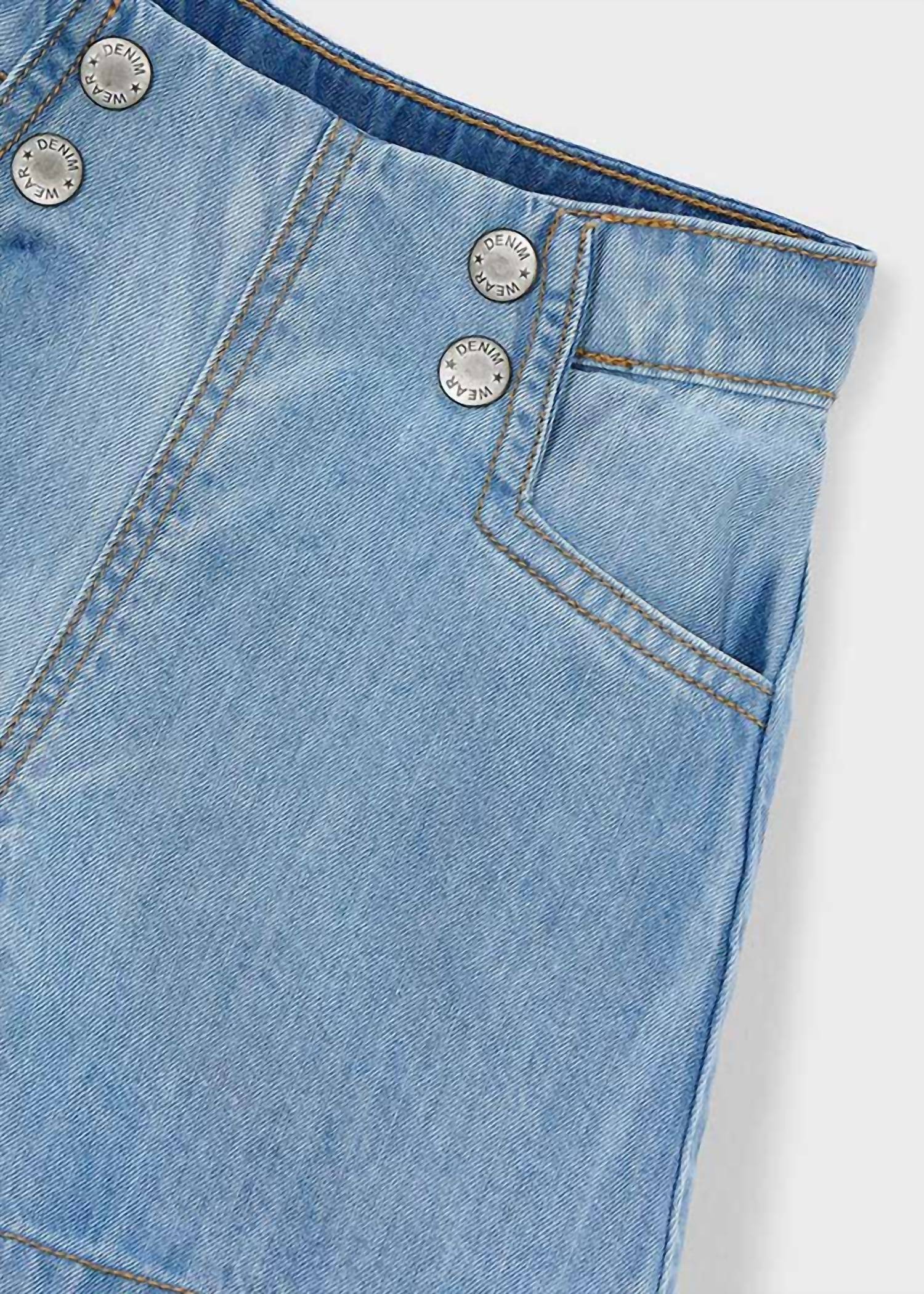 Mayoral Kid's Button Accent Denim Bermuda Short in clear - kids' shorts - alternate view