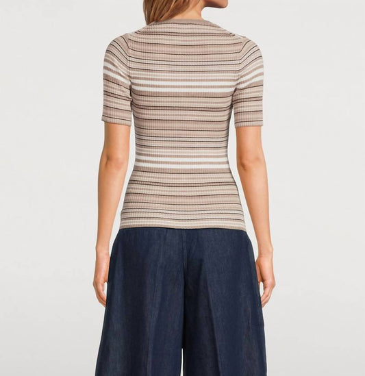 Theory - Rib Knit Stripe Wool T-shirt