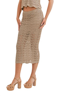 Sage The Label - Cappuccino Open Knit Midi Skirt