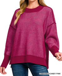 Zenana - Exposed Seam Two Tone Sweater