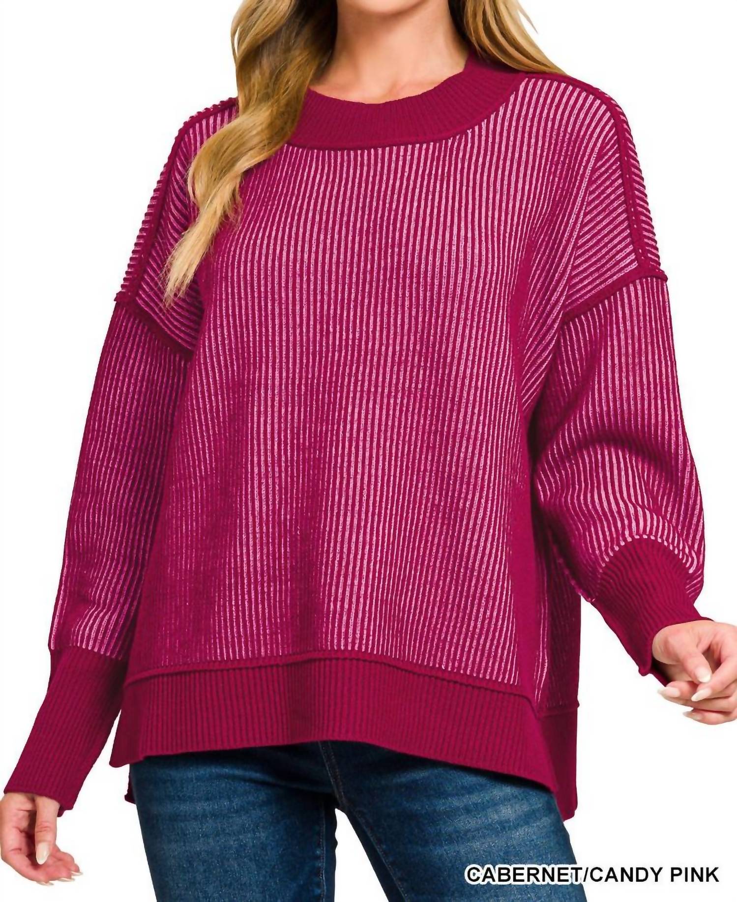 Zenana - Exposed Seam Two Tone Sweater