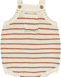 Rylee + Cru Kids' Ashton Knit Romper in poppy stripe - kids' item - detail view