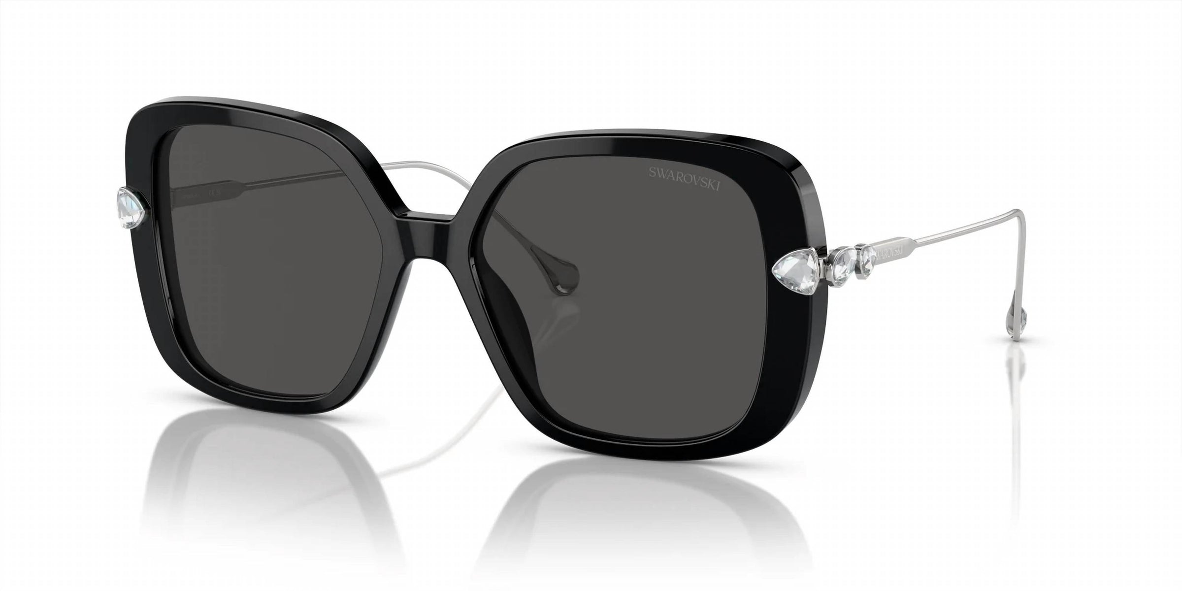 Swarovski - Women's Round Metallic Frame Sunglasses