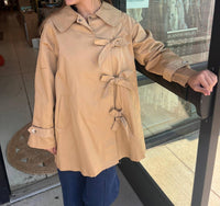 Fate Viviette Bow Tie Coat in khaki - women's jacket