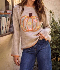 So Me - Floral Pumpkin Sweater