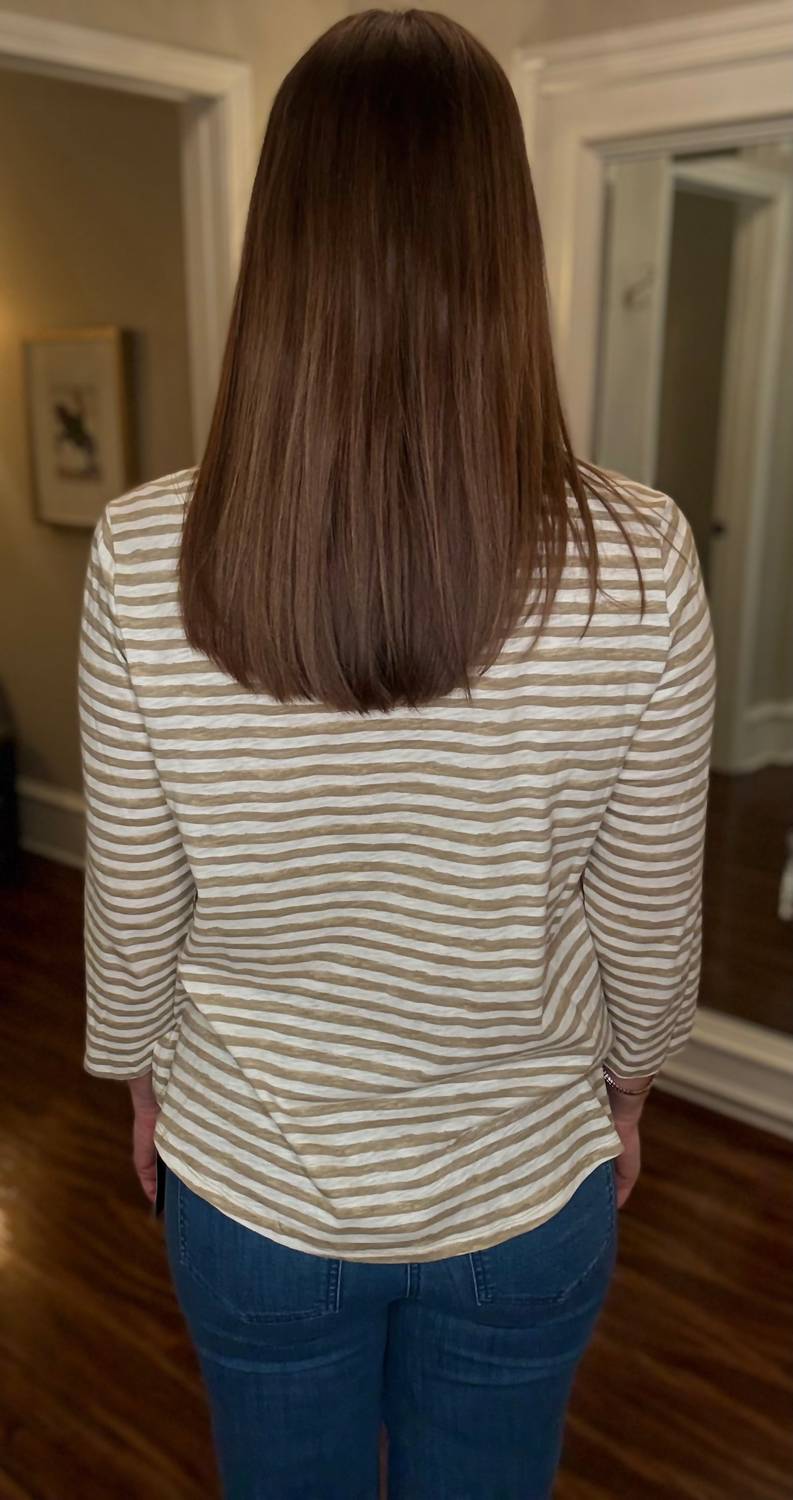 Multiples - Striped 3/4 Sleeve Round Neck Top