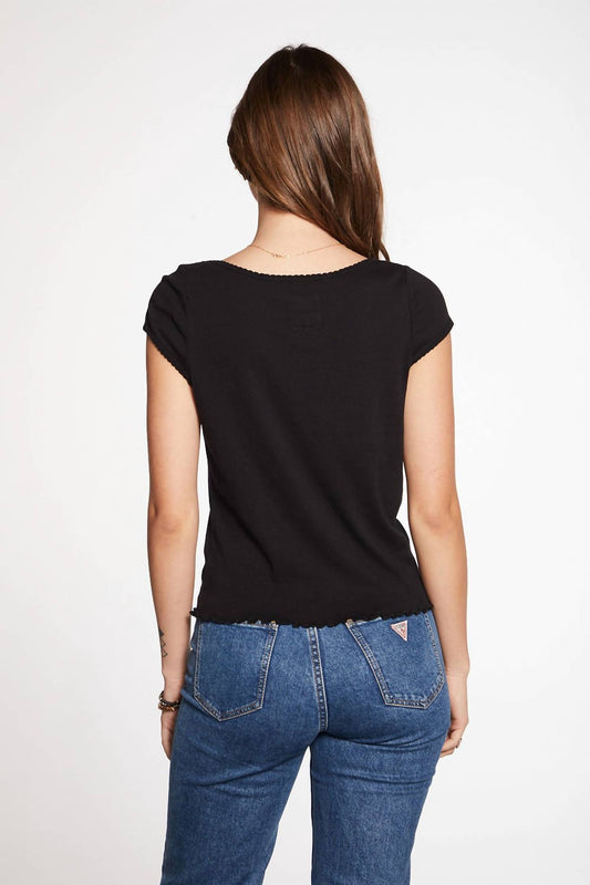 Chaser - BABY RIB SCALLOP EDGE SHORT SLEEVE TEE