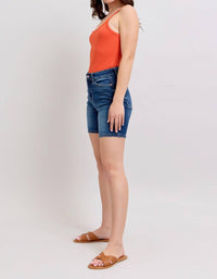 Judy Blue High Waist Bermuda Back Flap Denim Short in blue - women's shorts - view 4