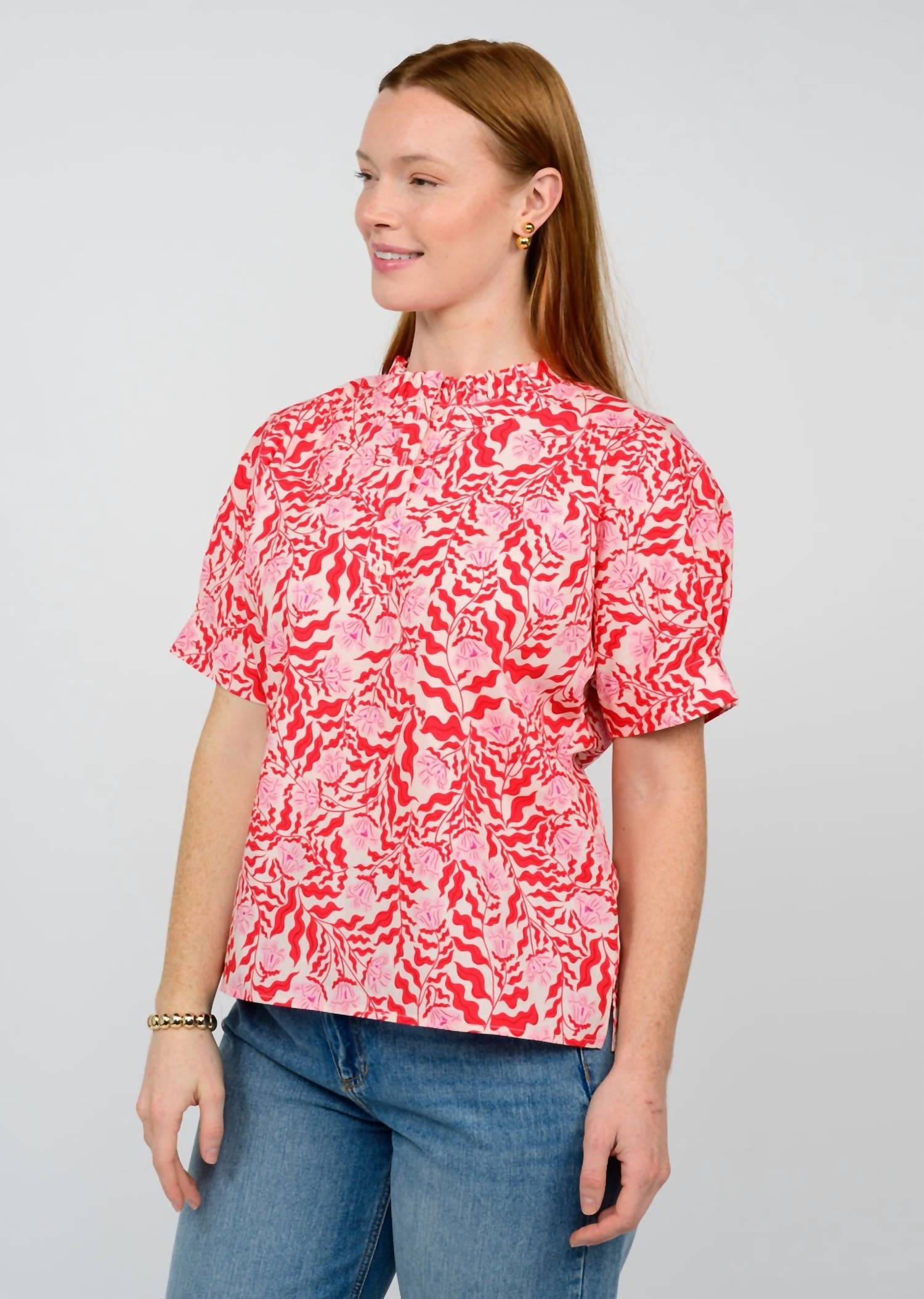 Ivy Jane Cupid's Garden Top in red - women's blouse - alternate view