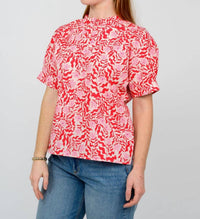 Ivy Jane Cupid's Garden Top in red - women's blouse - detail view