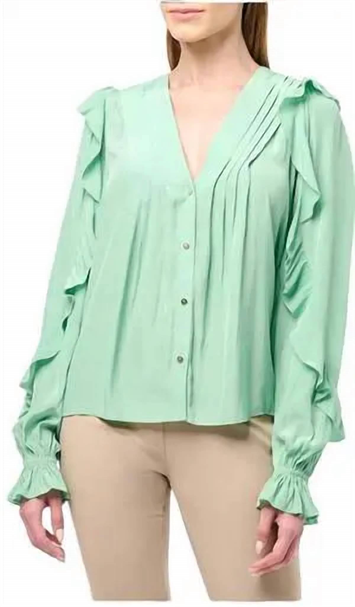 Ramy Brook Estelle Long Sleeve Blouse in ming - women's blouse