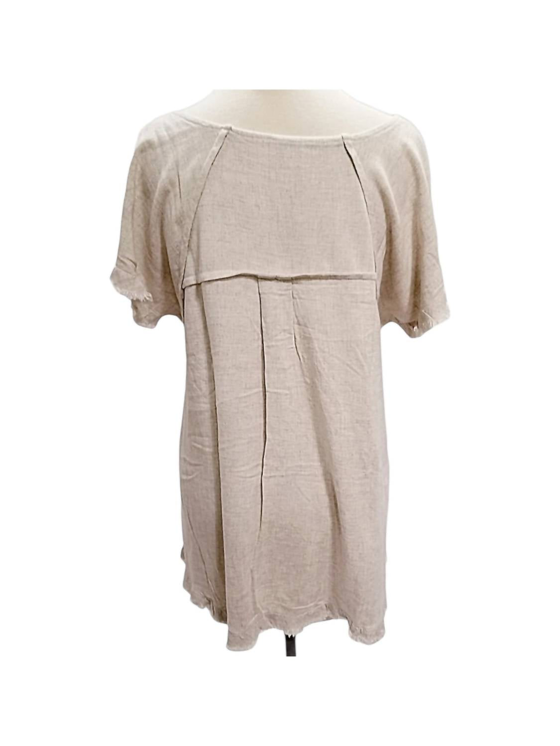 Umgee - Women's Solid Linen Short Sleeve Top