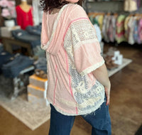 Pol - Pointed Pattern Rib Hoodie Top
