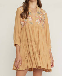 Entro - Floral Embroidered Tiered Dress