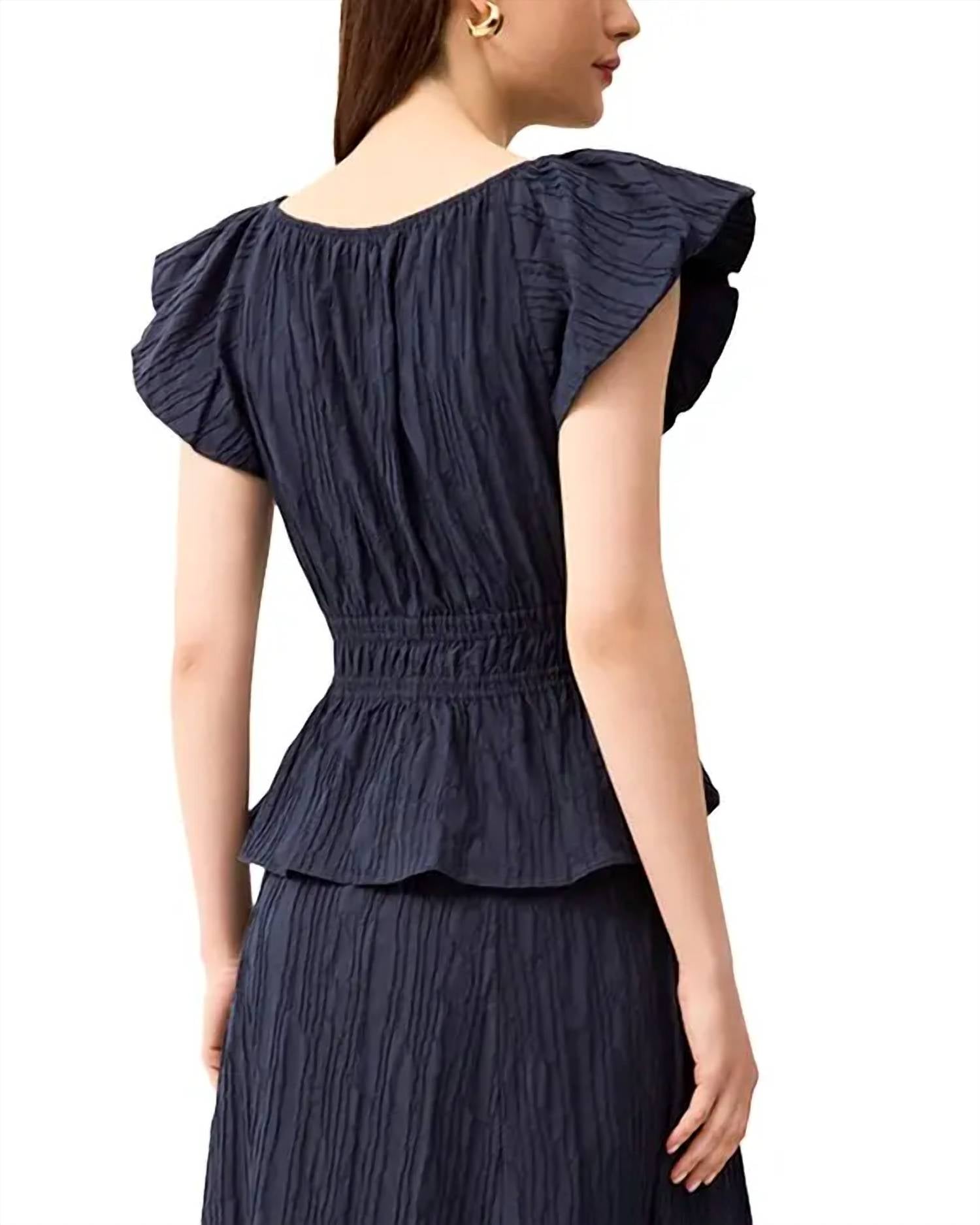 Marie Oliver Women's Lydia Top in naval - women's blouse - alternate view