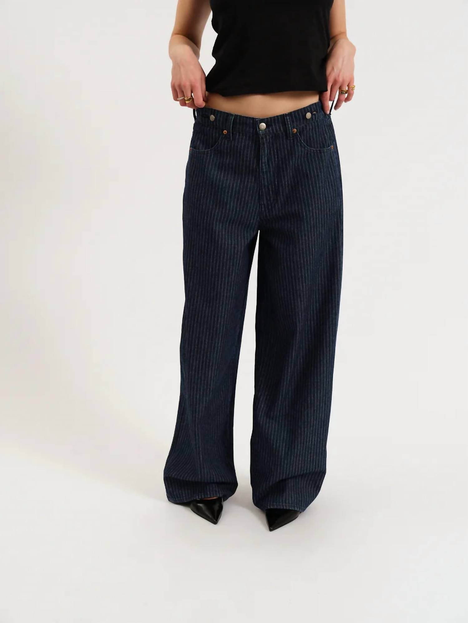 DAZE Highland Baggy Jeans in pinstripe - women's jeans
