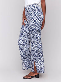 Charlie B - Printed Wide Leg Pants With Front Slits