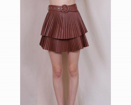 Fore - Pleated Faux Leather Skirt