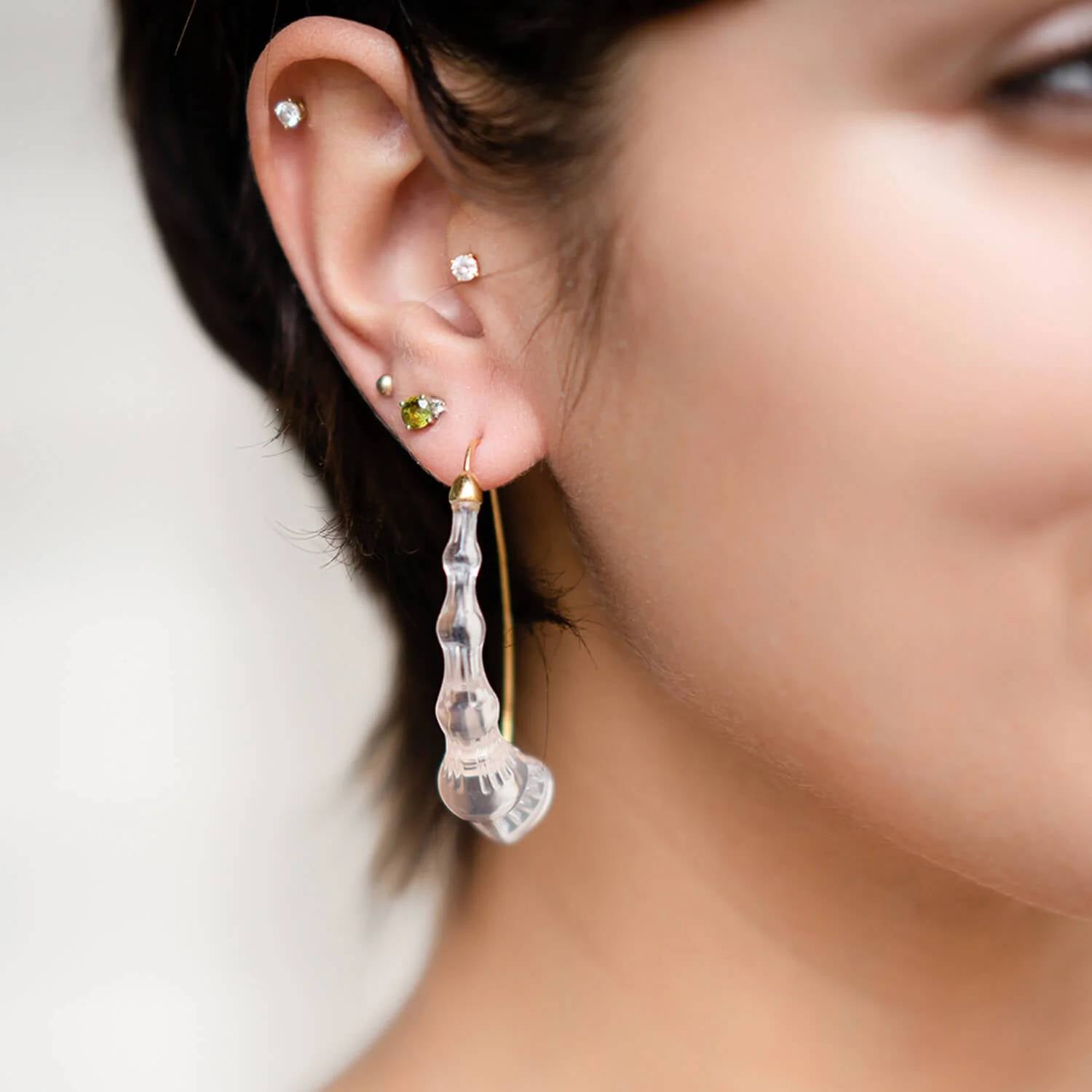 Gold & Honey - Women's Wishbone Bamboo Lucite Earrings
