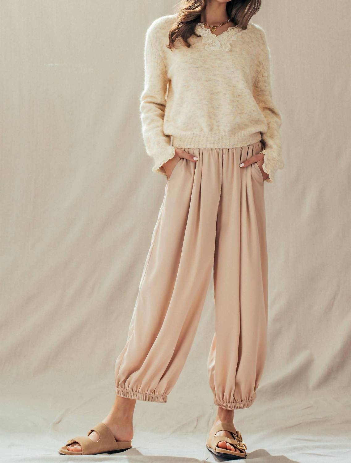 Urban Daizy - Boho Relaxed Fit Elastic Cuff Jogger Pants
