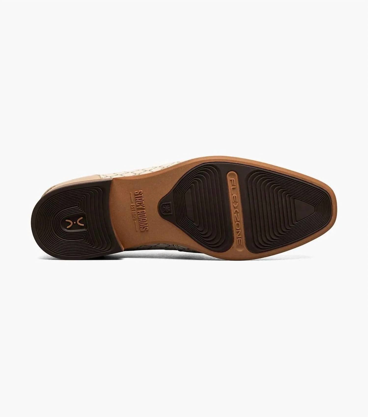 STACY ADAMS Men's Brinkley Moc Toe Bit Slip Ons in beige - men's shoe - view 4