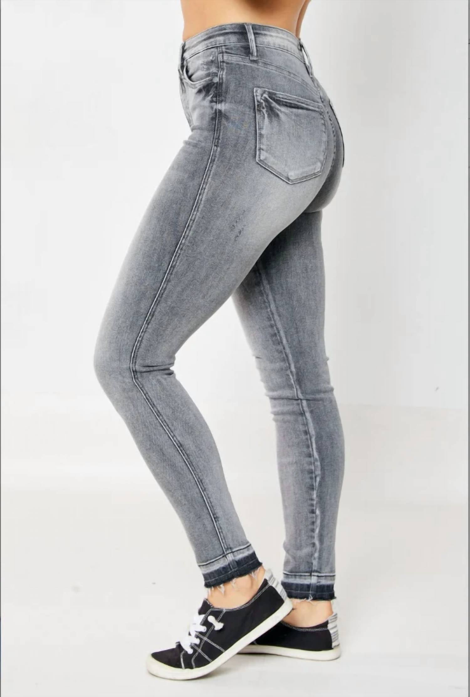 Judy Blue - Addison Tummy Control Release Hem Skinny Jeans