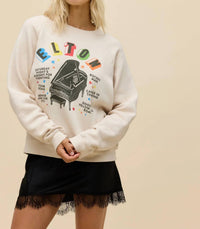 DAYDREAMER Elton John Vintage Sweatshirt in rainbow piano - women's top