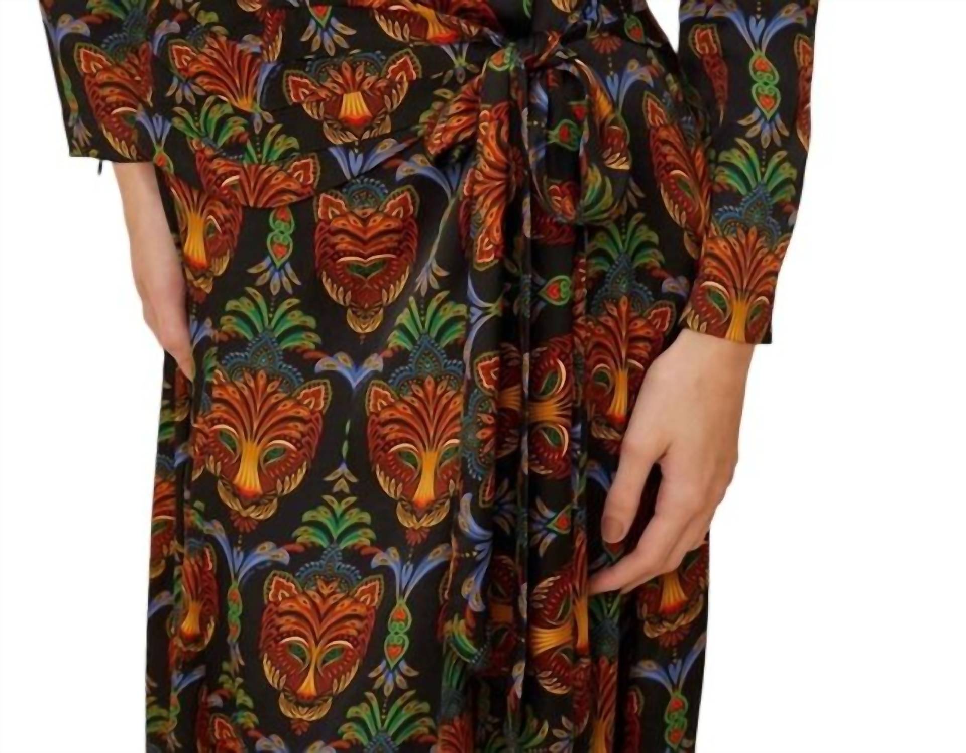 FARM RIO Boho Panther LENZING ECOVERO Viscose Midi Dress in black - women's dress - view 4