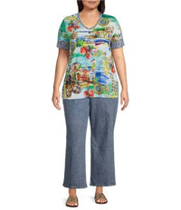 Johnny Was - Janie Favorite Short Sleeve V-neck Tee - Plus