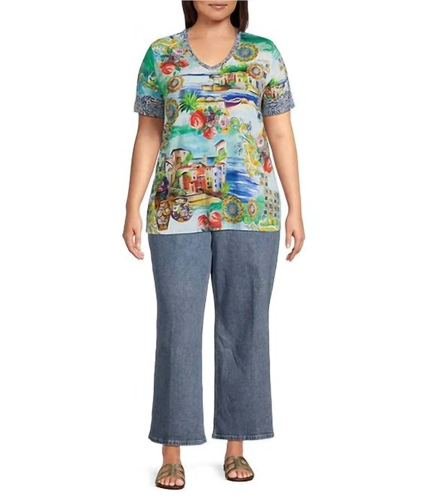 Johnny Was - Janie Favorite Short Sleeve V-neck Tee - Plus