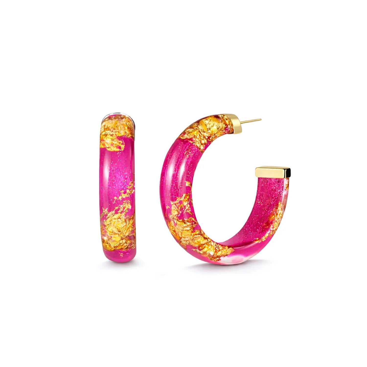 Gold & Honey - Women's Small Lucite Hoop Earrings