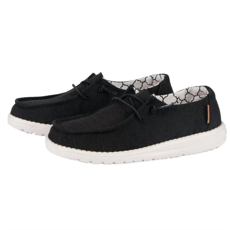 HEY DUDE Boy's Youth Wendy Linen Sneakers in black - kids' sneaker