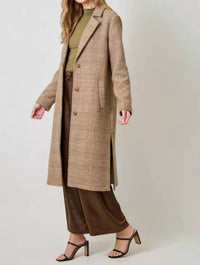 Mystree - Houndstooth Plaid Long Coat