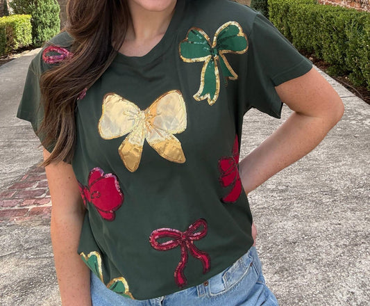 Queen Of Sparkles - Women's Custom Holiday Bow Tee