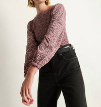 Nation LTD Aidan Smocked Blouse in winter floral - women's blouse - alternate view