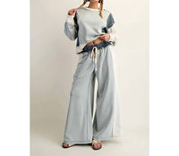 Style Usa - Color Block Denim Drawstring Pants