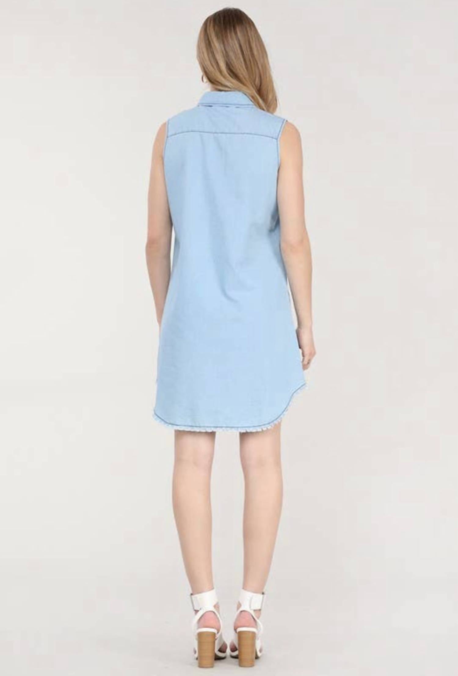 Ninexis - Sleeveless Button Down Shirt Dress