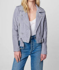BLANKNYC Suede Moto Jacket in cloud grey - women's jacket