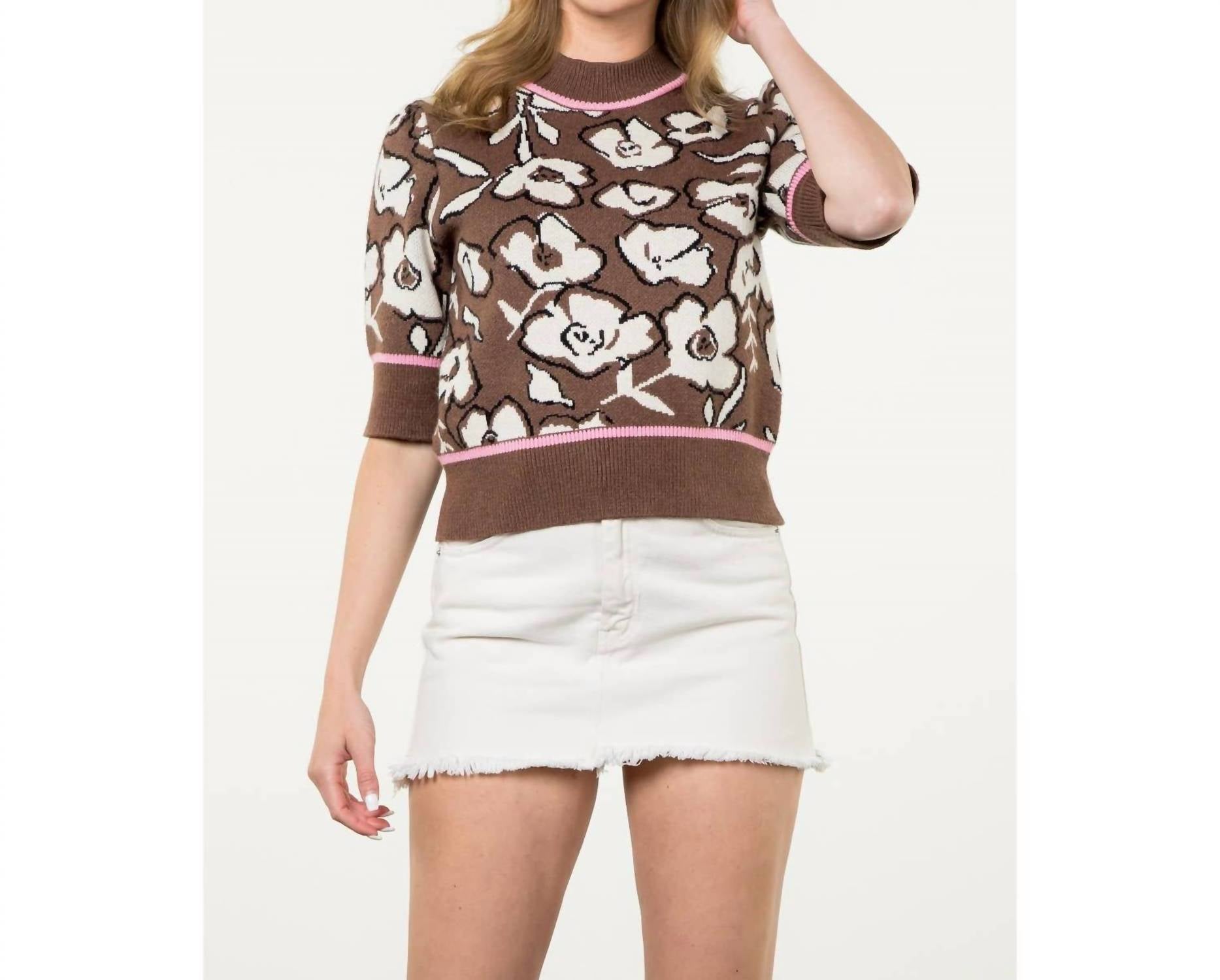 Thml - Rita Flower Knit Short Sleeve Top