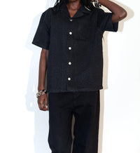knotWTR Crystal Denim Short Sleeve Shirt in black - women's shirt - view 6