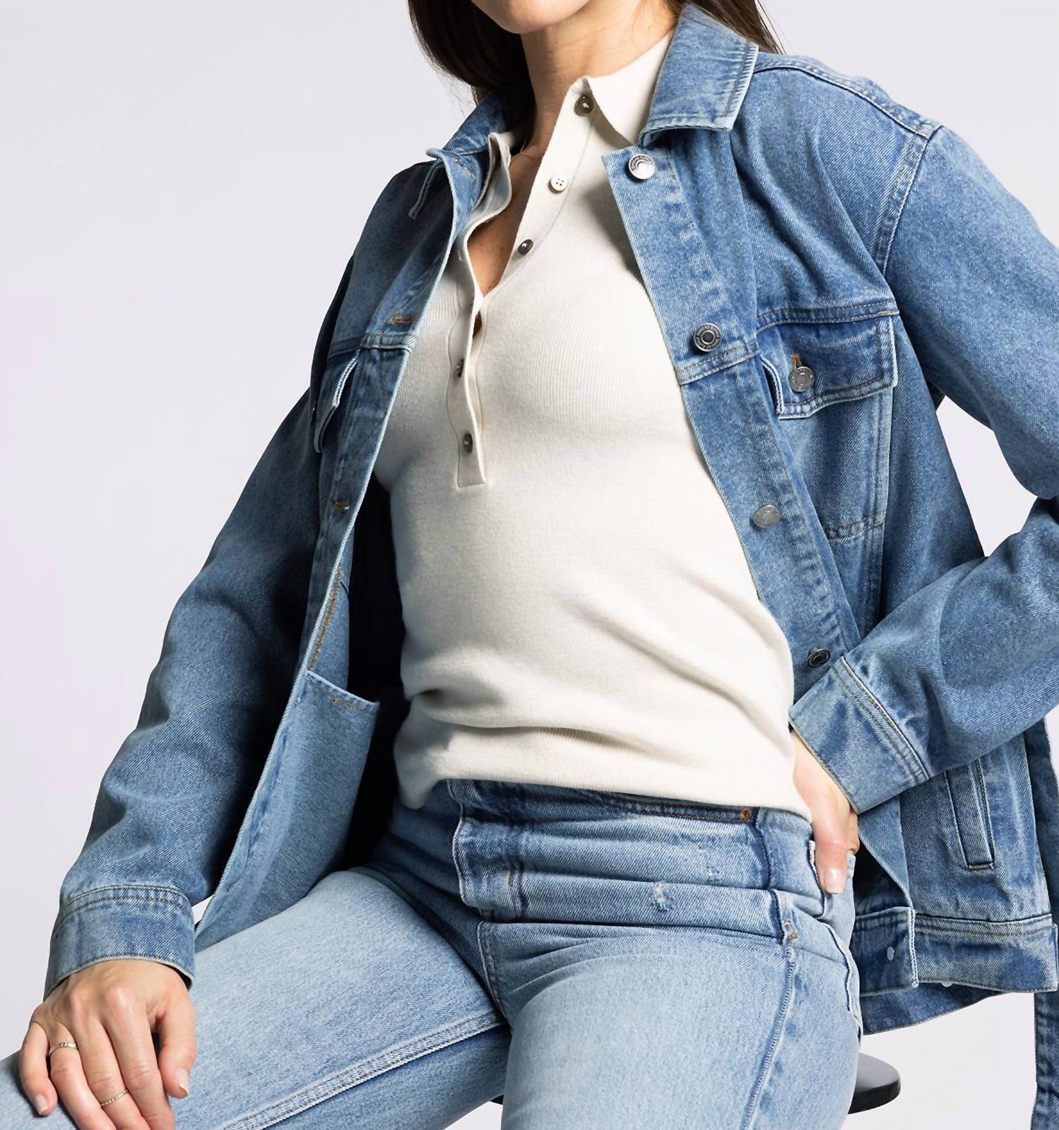 Thread & Supply Nevada Jacket in medium wash denim - women's jacket - view 7