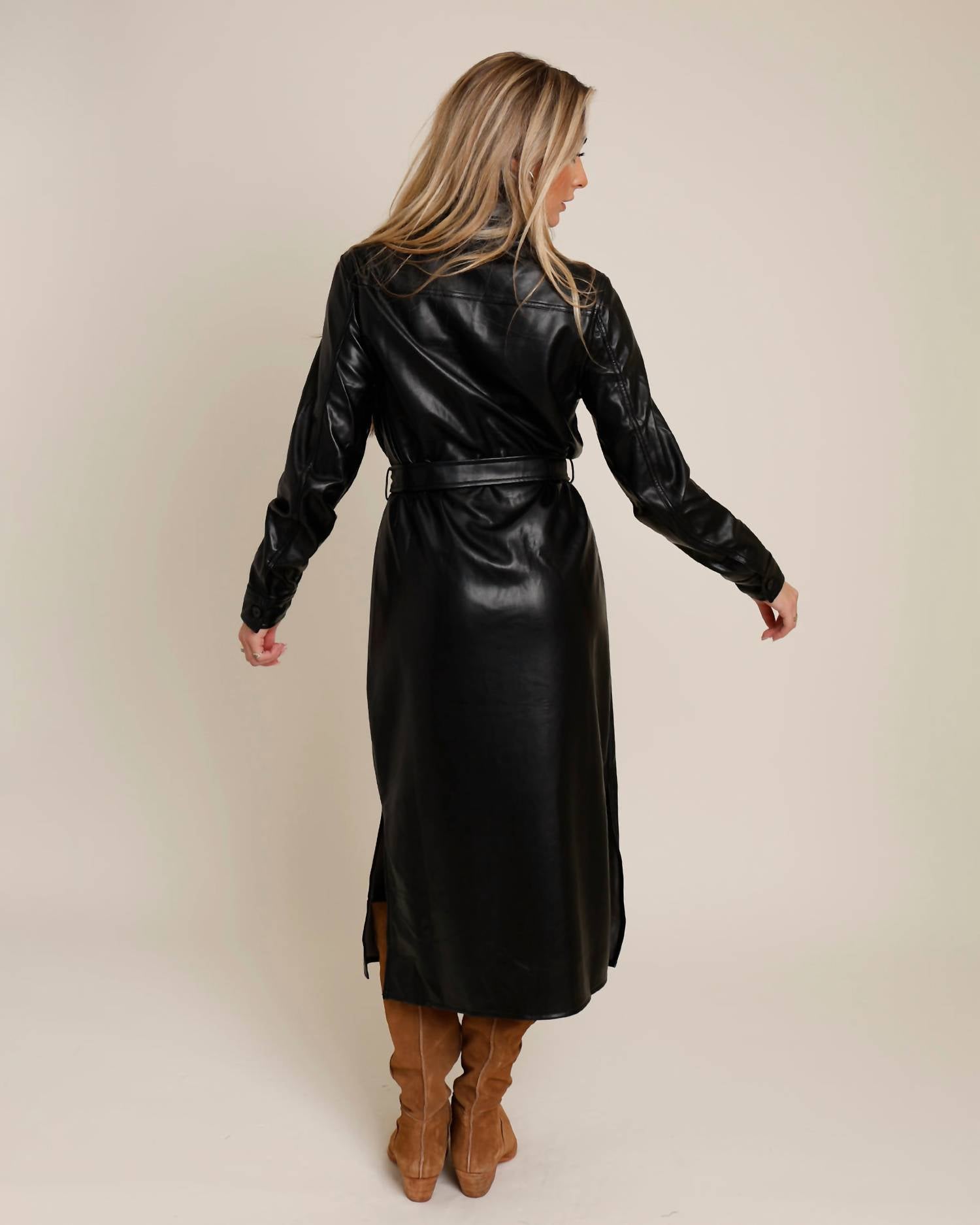 Lucy Paris - Leather Shirt Dress