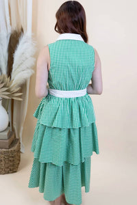 Entro - Gingham Tiered Midi Dress