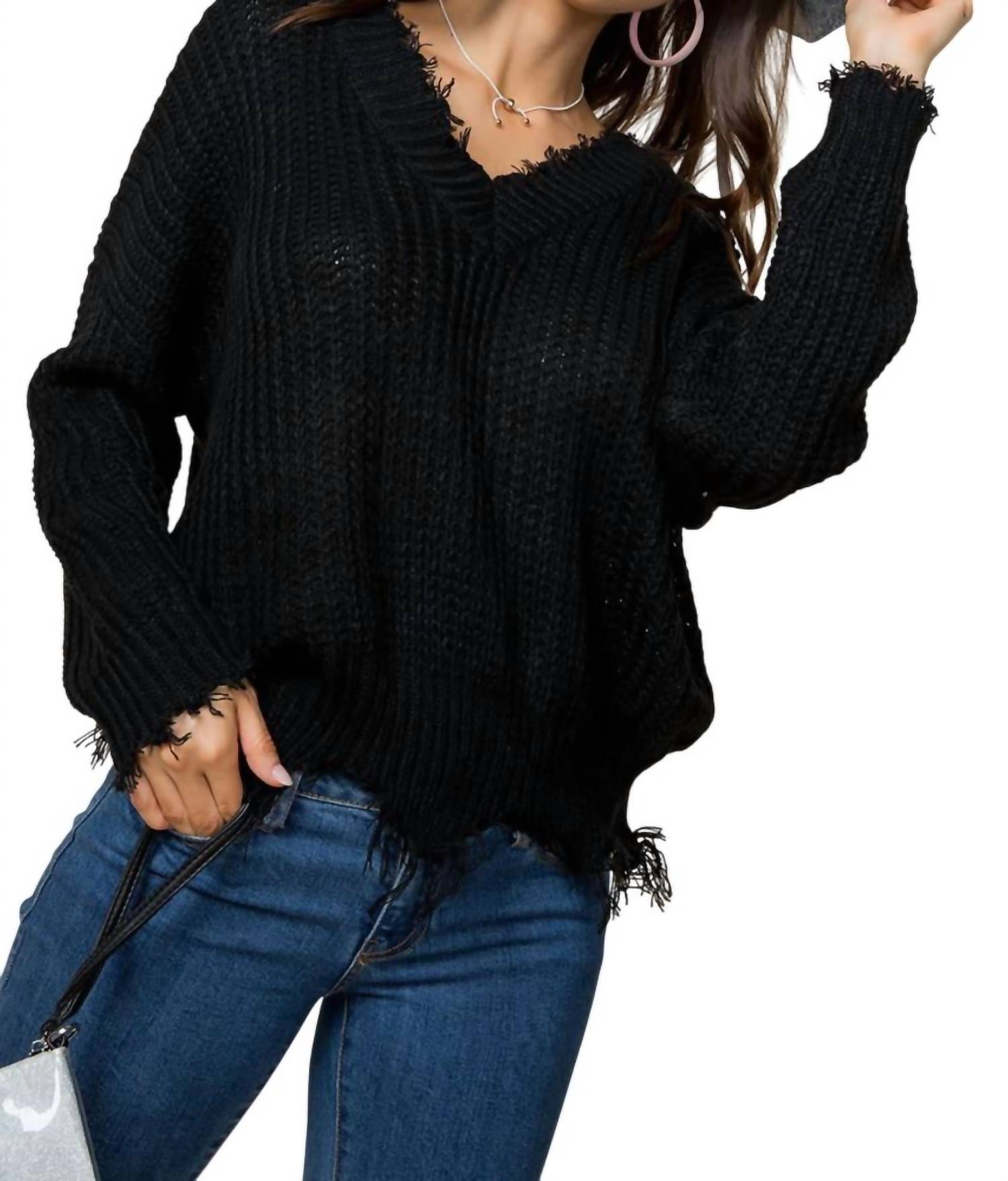 Mainstrip - Frayed Zig Zag Sweater