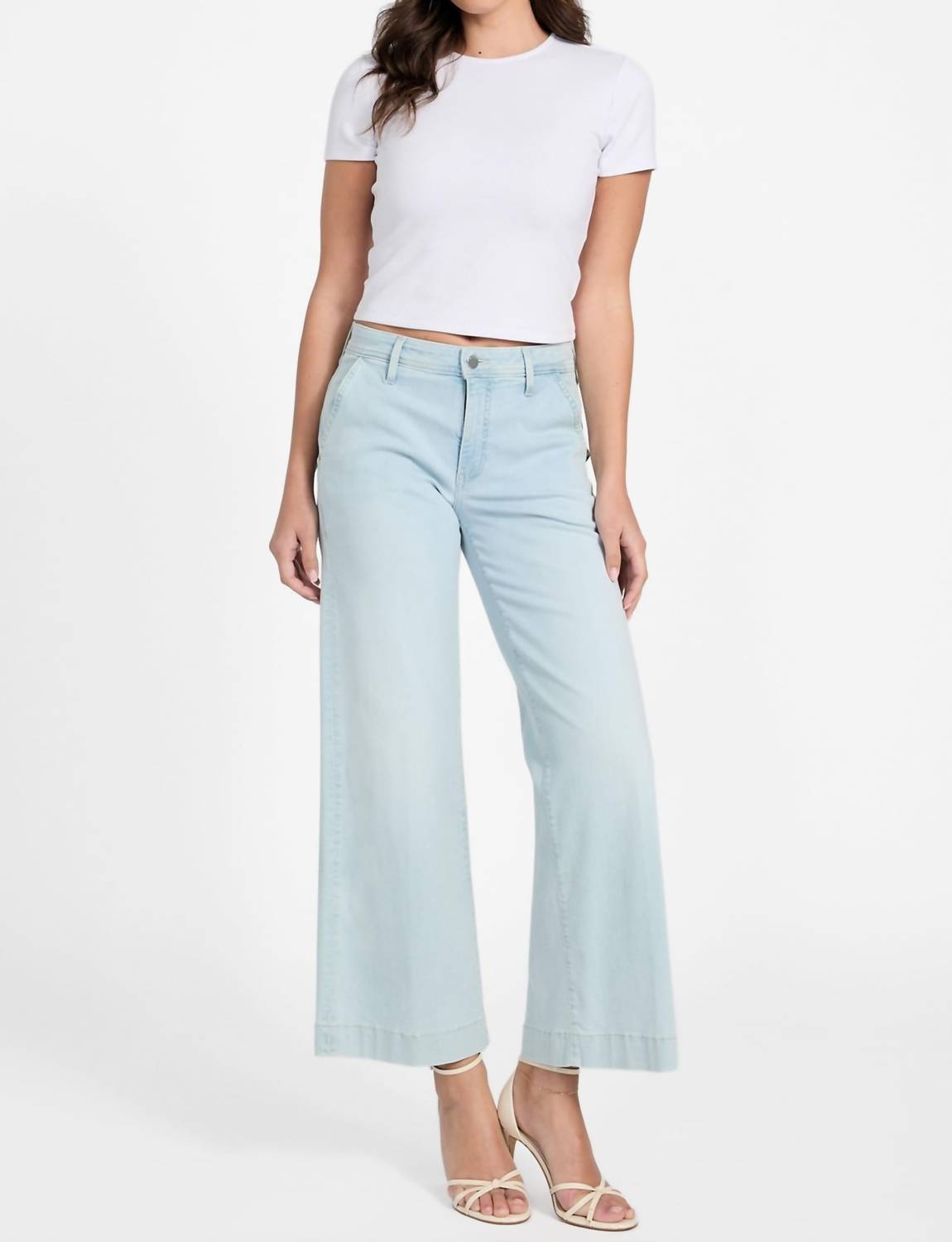 Guess Zoya Cropped Wide-leg Jeans in nuage light - women's jeans - alternate view