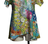 Inoah - Women's Short Sleeve Crew Neck A Line Top