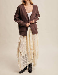 Listicle - Textured Knit Button-Front Cardigan