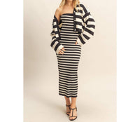 Hyfve - Striped Sweater Cardigan and Dress Set